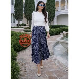 RARE ZARA High-Waisted Pleated Midi Skirt NWT